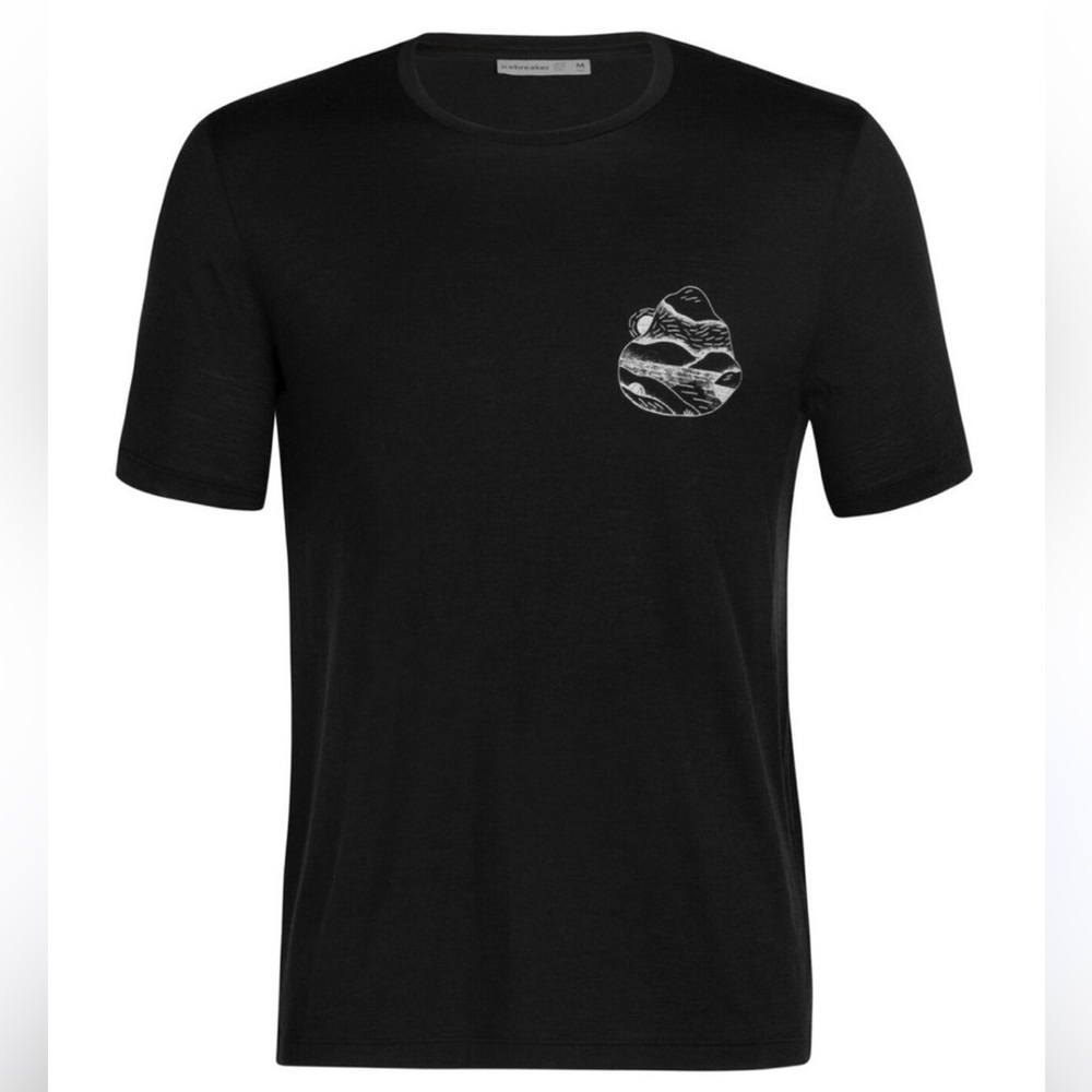 Icebreaker Tech Lite II Sunrise Ridge 100%‎ Wool T-Shirt Men’s Black Outdoor